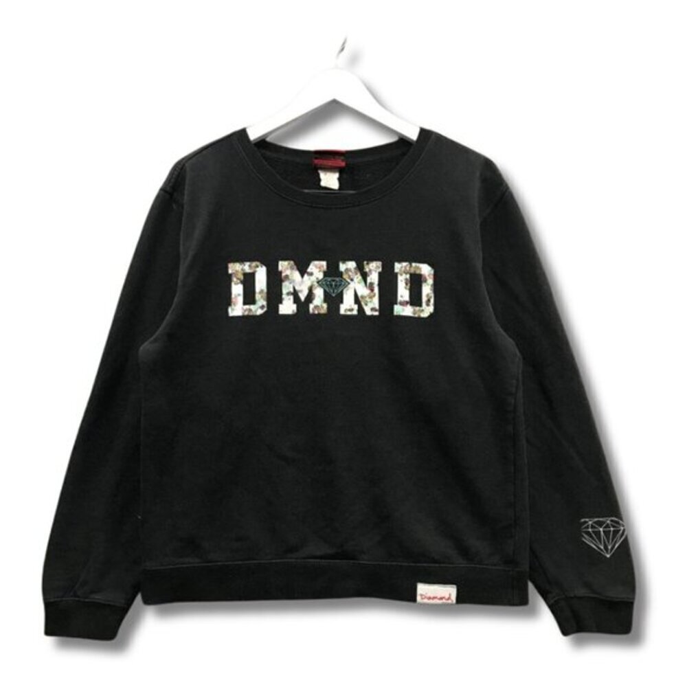 Diamond Sweatshirt Women's Size Medium M Long Sleeve Graphic Logo Black